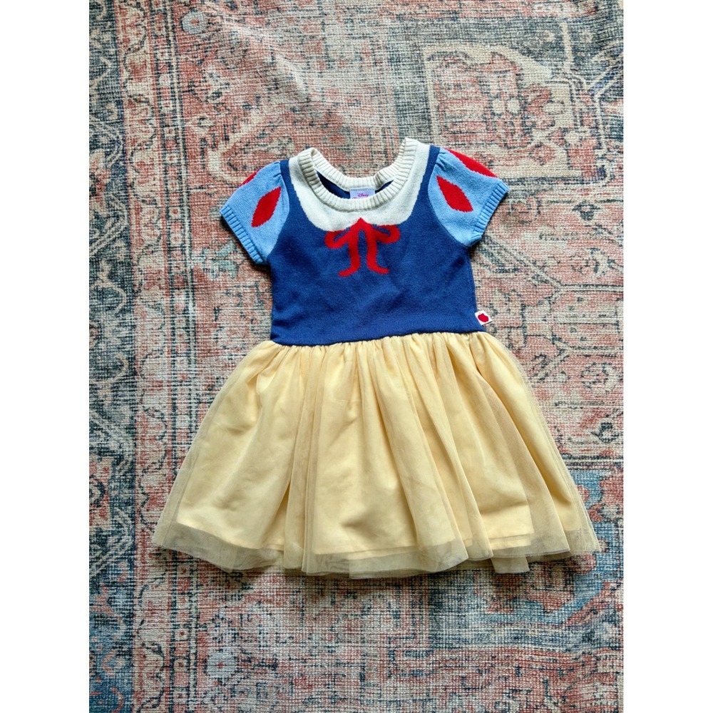 Disney Princess Snow White Sweater Dress Blue Yellow Tulle 4T